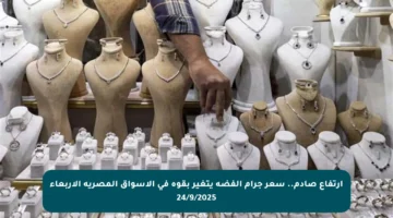 ارتفاع صادم.. سعر جرام الفضة يتغير بقوة في الأسواق المصرية الأربعاء 24/9/2025